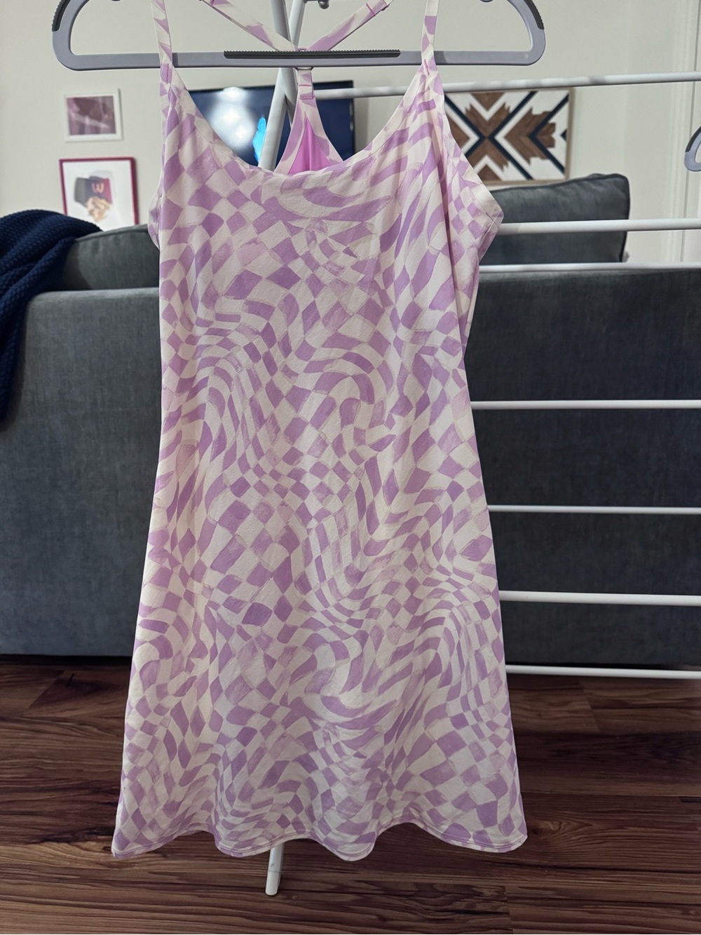 Outdoor Voices Lilac and Cream Swirl Slip Dress